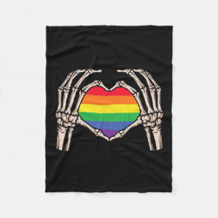 Skeleton Hand Heart Sign Retro Halloween Longbt Ra Fleecedecke