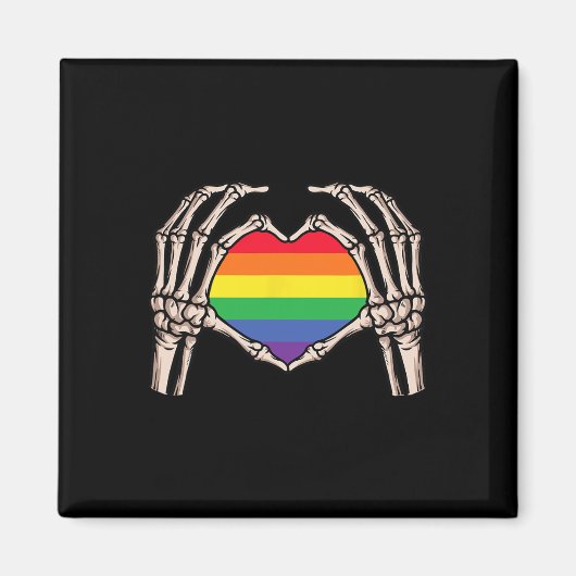 Skeleton Hand Heart Sign Retro Halloween Longbt Ra Magnet (Vorne)