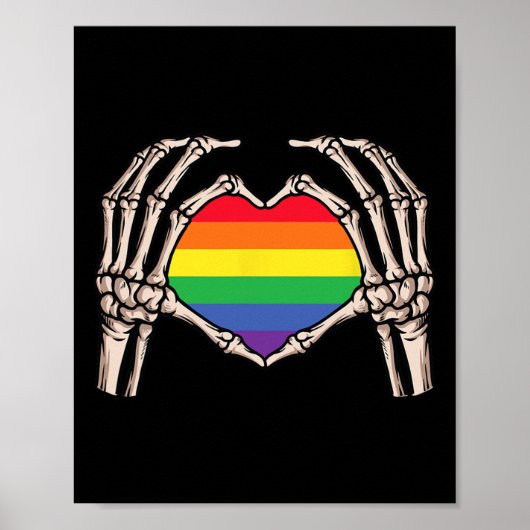 Skeleton Hand Heart Sign Retro Halloween Longbt Ra Poster (Vorne)