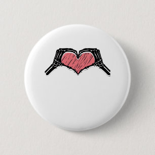 Skeleton Hand Heart Sign Valentinstag Classic Button