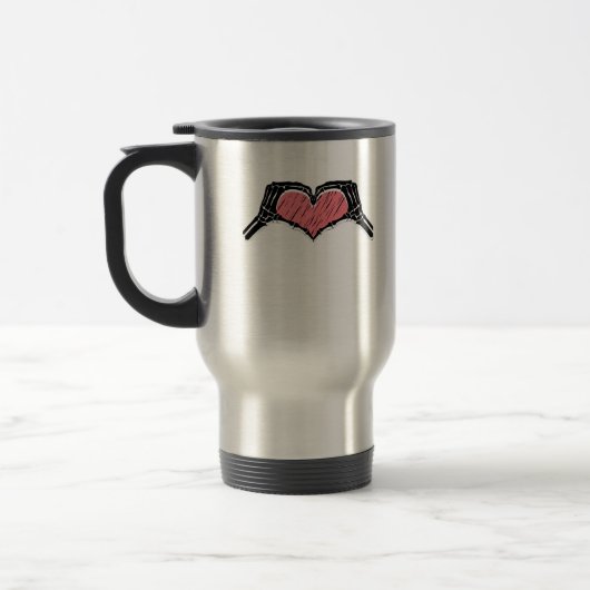 Skeleton Hand Heart Sign Valentinstag Classic Reisebecher (Links)