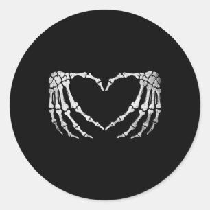 Skeleton Hand Heart Sign Vintage Halloween-Kostüme Runder Aufkleber