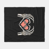 Skeleton Hand Heart Skateboard Valentinstag Funn Fleecedecke (Vorderseite (Horizontal))