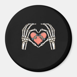 Skeleton Hand Heart Skateboard Valentinstag Funn Magnet