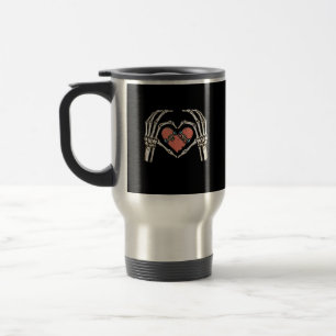 Skeleton Hand Heart Skateboard Valentinstag Funn Reisebecher