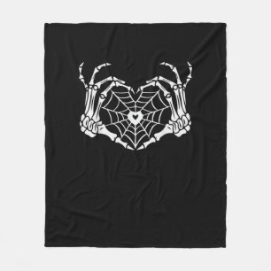 Skeleton Hand Heart Spiderweb Halloween Cobweb Par Fleecedecke