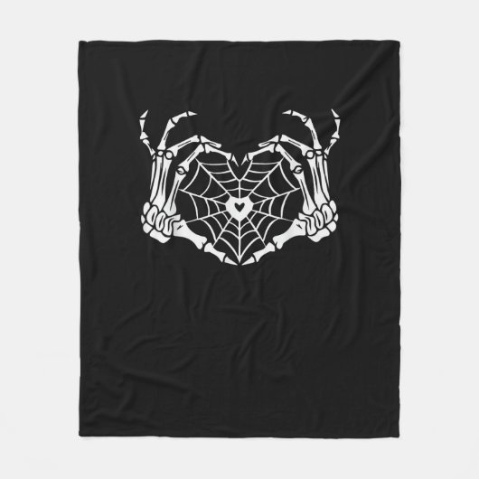 Skeleton Hand Heart Spiderweb Halloween Cobweb Par Fleecedecke (Vorderseite)