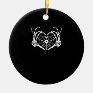 Skeleton Hand Heart Spiderweb Halloween Cobweb Par Keramik Ornament