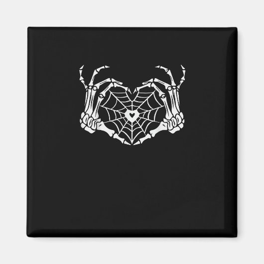 Skeleton Hand Heart Spiderweb Halloween Cobweb Par Magnet (Vorne)