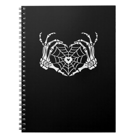 Skeleton Hand Heart Spiderweb Halloween Cobweb Par Notizblock (Vorderseite)