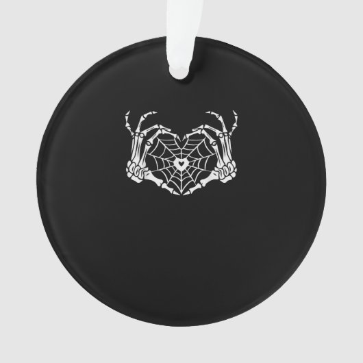 Skeleton Hand Heart Spiderweb Halloween Cobweb Par Ornament (Vorderseite)