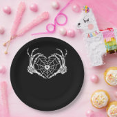 Skeleton Hand Heart Spiderweb Halloween Cobweb Par Pappteller (Party)