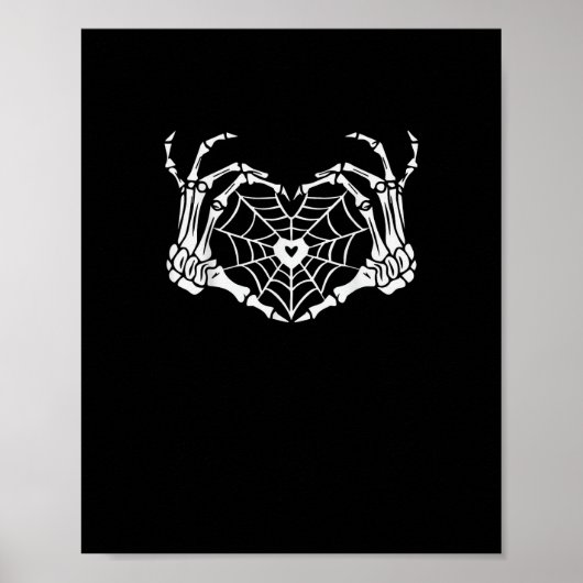 Skeleton Hand Heart Spiderweb Halloween Cobweb Par Poster (Vorne)