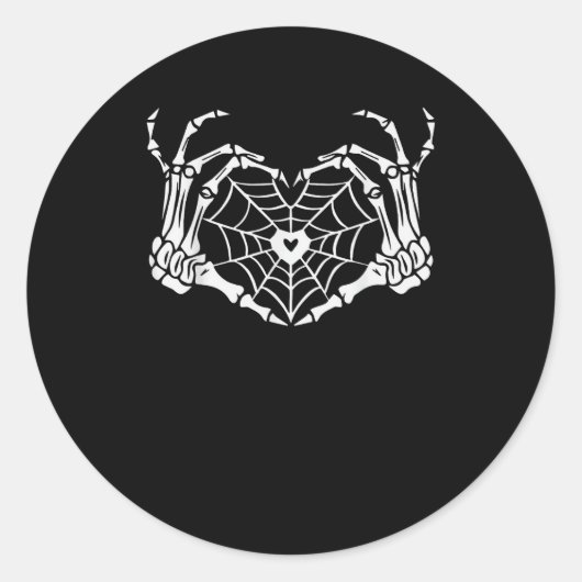 Skeleton Hand Heart Spiderweb Halloween Cobweb Par Runder Aufkleber (Vorderseite)
