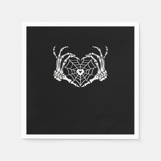 Skeleton Hand Heart Spiderweb Halloween Cobweb Par Serviette (Vorderseite)