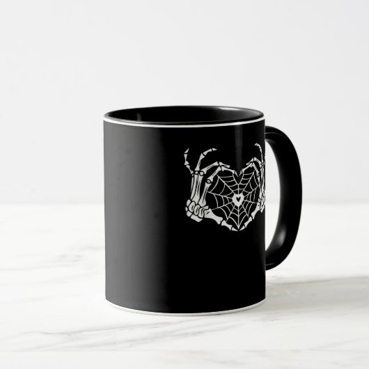 Skeleton Hand Heart Spiderweb Halloween Cobweb Par Tasse (VorderseiteRechts)