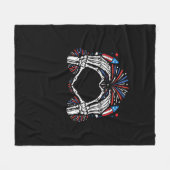 Skeleton Hand Heart USA Patriotic American Fleecedecke (Vorderseite (Horizontal))