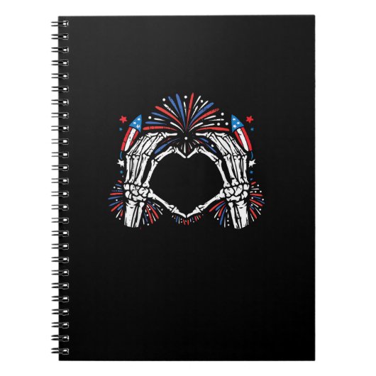 Skeleton Hand Heart USA Patriotic American Notizblock (Vorderseite)