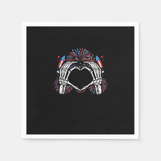 Skeleton Hand Heart USA Patriotic American Serviette (Vorderseite)