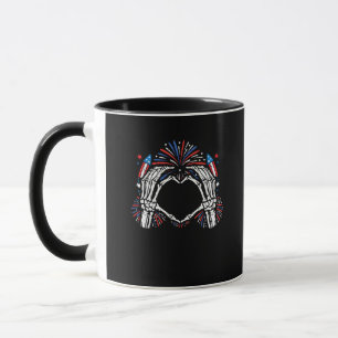 Skeleton Hand Heart USA Patriotic American Tasse
