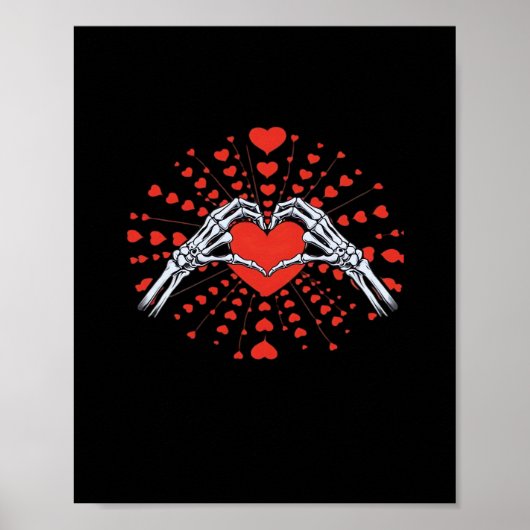 Skeleton Hand Heart Valentinstag Funny 2025 Hear Poster (Vorne)