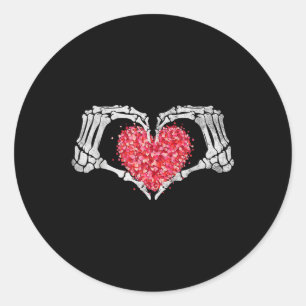 Skeleton Hand Heart Valentinstag Funny Bones Lov Runder Aufkleber