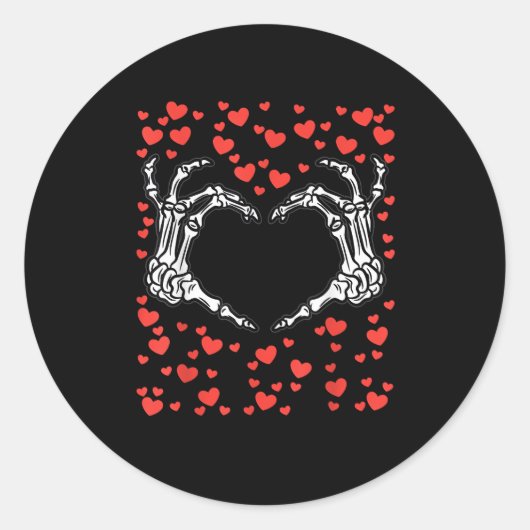 Skeleton Hand Heart Valentinstag Funny Classic Runder Aufkleber (Vorderseite)