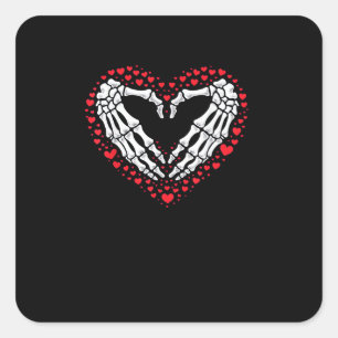 Skeleton Hand Heart Valentinstag Funny Couple Cu Quadratischer Aufkleber