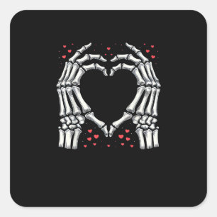 Skeleton Hand Heart Valentinstag Funny Couple Quadratischer Aufkleber