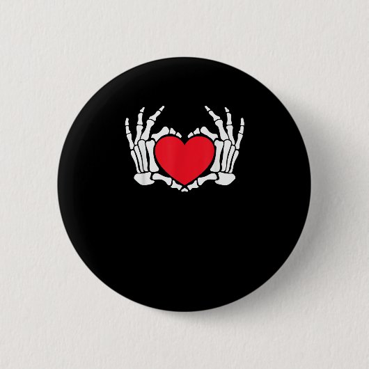 Skeleton Hand Heart Valentinstag Funny Meme Button (Vorderseite)