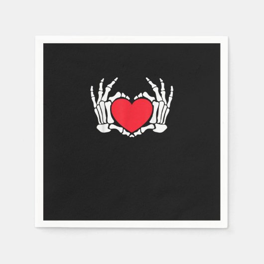 Skeleton Hand Heart Valentinstag Funny Meme Serviette (Vorderseite)