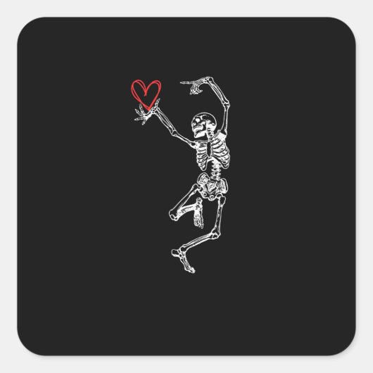 Skeleton Hand Heart Valentinstag Quadratischer Aufkleber (Vorderseite)