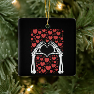 Skeleton Hand Heart Valentinstag Sonnenschein Lieb Keramikornament