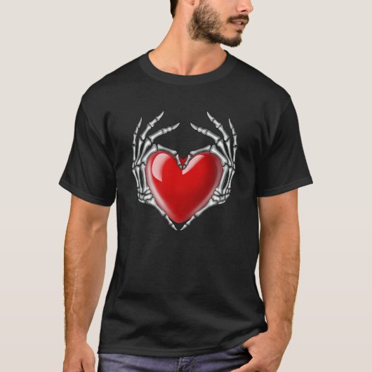 Skeleton Hand Heart Valentinstag Sonnenschein Lieb T-Shirt (Vorderseite)