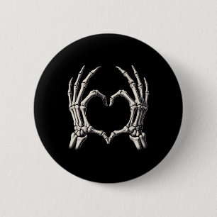 Skeleton Hand Heart Xray Retro Funny Halloween Cos Button