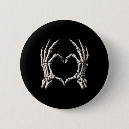 Skeleton Hand Heart Xray Retro Funny Halloween Cos Button (Vorderseite)