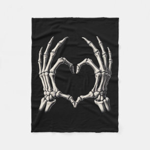 Skeleton Hand Heart Xray Retro Funny Halloween Cos Fleecedecke