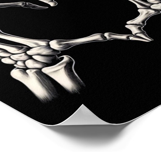 Skeleton Hand Heart Xray Retro Funny Halloween Cos Poster (Ecke)