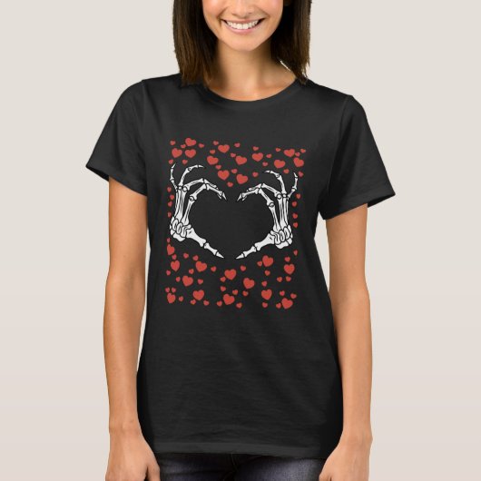 Skeleton Hand Hearts Valentines Day Bones Love T-Shirt (Vorderseite)