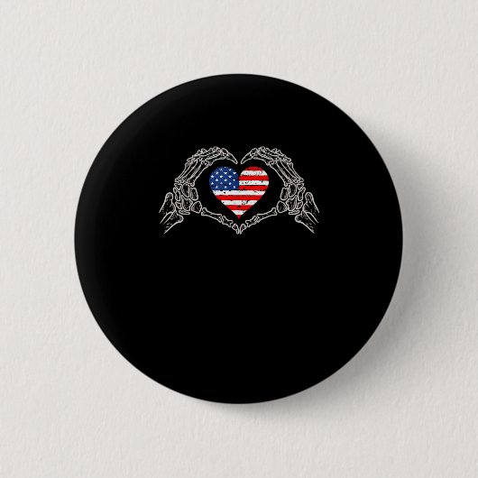 Skeleton Hand Herz 4. der amerikanischen Flag Patr Button (Vorderseite)