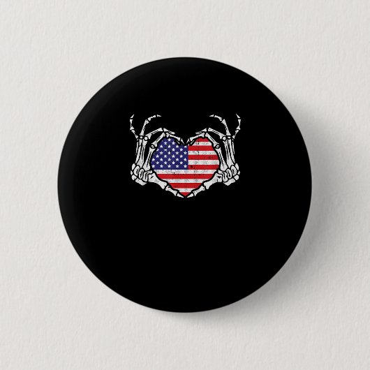 Skeleton Hand Herz 4. der amerikanischen Flag Patr Button (Vorderseite)