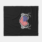 Skeleton Hand Herz 4. der amerikanischen Flag Patr Fleecedecke (Vorderseite (Horizontal))