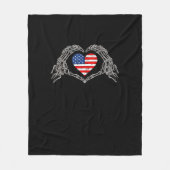 Skeleton Hand Herz 4. der amerikanischen Flag Patr Fleecedecke (Vorderseite)