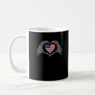 Skeleton Hand Herz 4. der amerikanischen Flag Patr Kaffeetasse