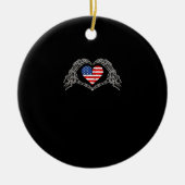 Skeleton Hand Herz 4. der amerikanischen Flag Patr Keramik Ornament (Vorne)