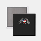 Skeleton Hand Herz 4. der amerikanischen Flag Patr Magnet (Vorderseite/Rückseite)