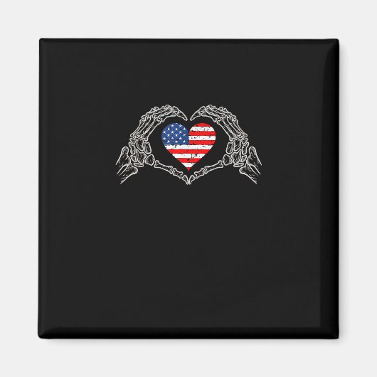 Skeleton Hand Herz 4. der amerikanischen Flag Patr Magnet (Vorne)