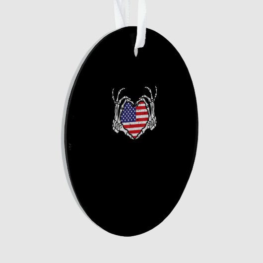 Skeleton Hand Herz 4. der amerikanischen Flag Patr Ornament (Vorderseite)
