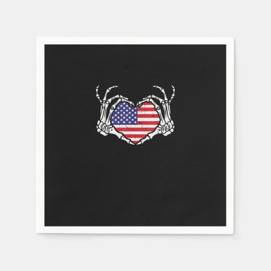 Skeleton Hand Herz 4. der amerikanischen Flag Patr Serviette (Vorderseite)