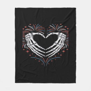 Skeleton Hand Herz 4. US-amerikanischer Patriotike Fleecedecke